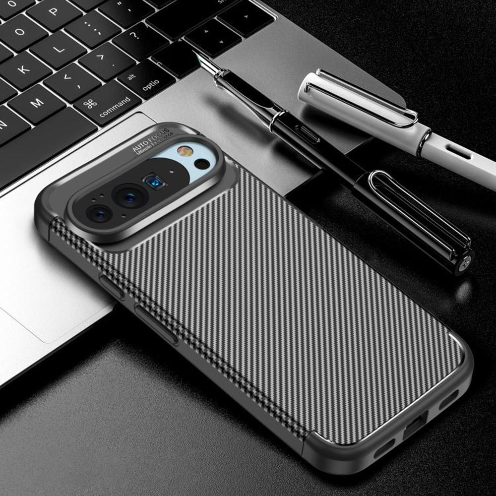 Fodral för Google Pixel 10 Pro / 10, Techsuit, CarbonFiber, Svart