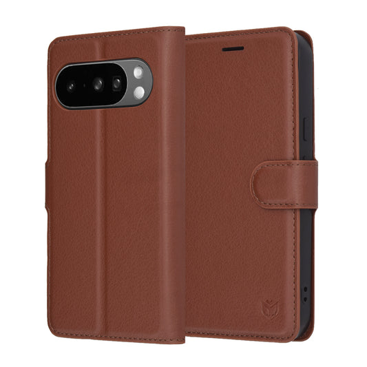Fodral för Google Pixel 10 Pro XL, Techsuit, läderfolio, brun