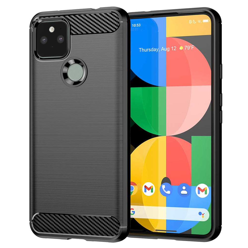 Fodral för Google Pixel 5, Techsuit, Kolfiber, Svart