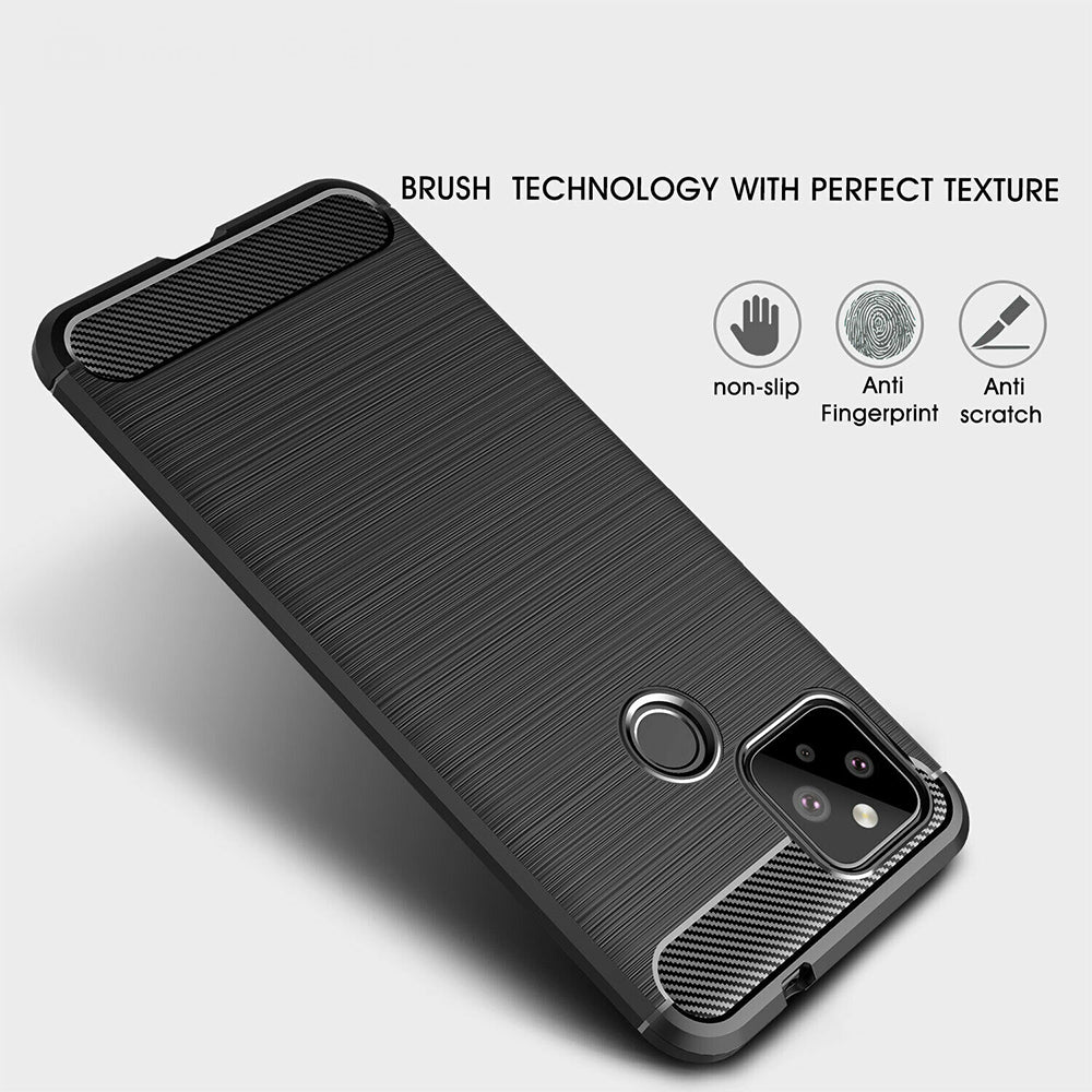 Fodral för Google Pixel 5, Techsuit, Kolfiber, Svart