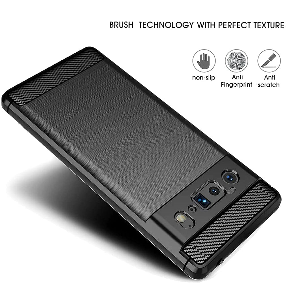 Fodral för Google Pixel 6 Pro, Techsuit, Kolfiber, Svart