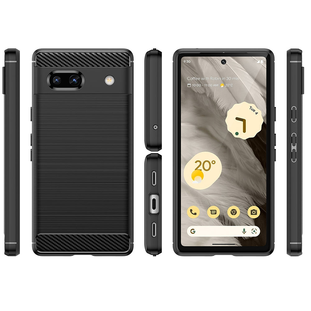 Fodral för Google Pixel 7a, Techsuit, Kolfiber, Svart