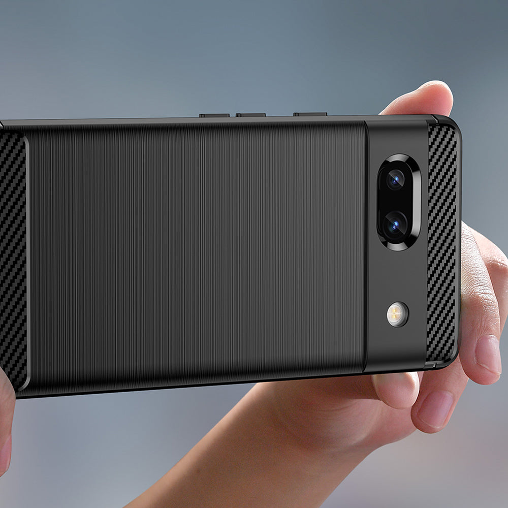 Fodral för Google Pixel 7a, Techsuit, Kolfiber, Svart