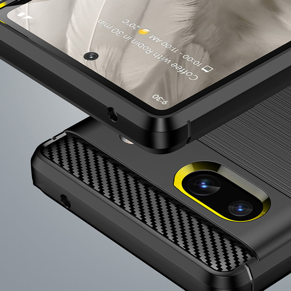 Fodral för Google Pixel 7a, Techsuit, Kolfiber, Svart