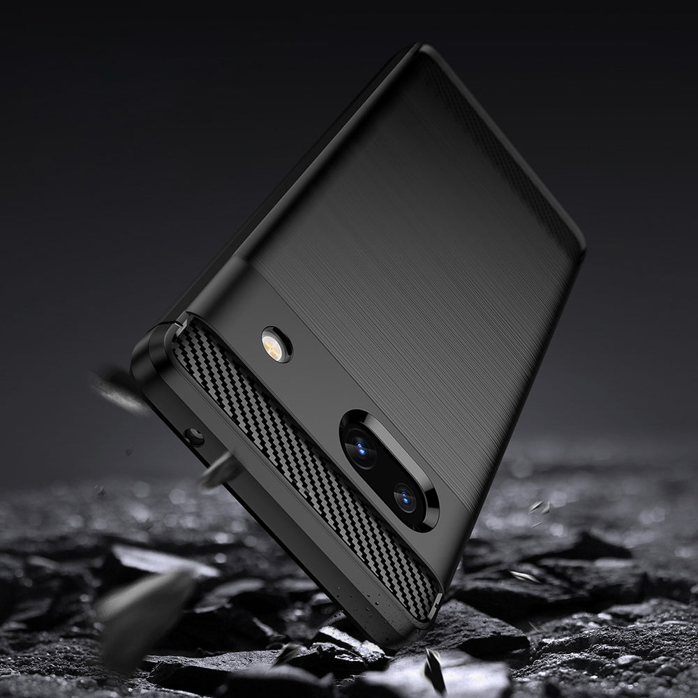Fodral för Google Pixel 7a, Techsuit, Kolfiber, Svart