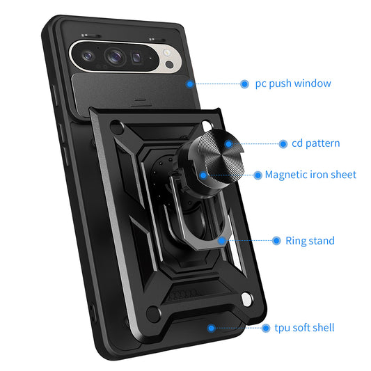 Fodral för Google Pixel 9 / 9 Pro, Techsuit, CamShield, Svart