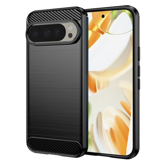 Fodral för Google Pixel 9 / 9 Pro, Techsuit, Kolfiber, Svart