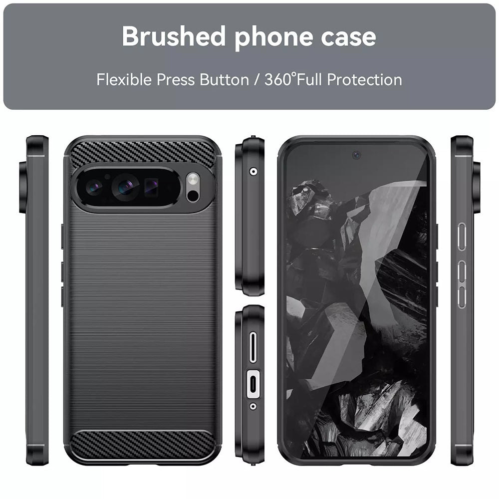 Fodral för Google Pixel 9 Pro XL, Techsuit, Kolfiber, Blå
