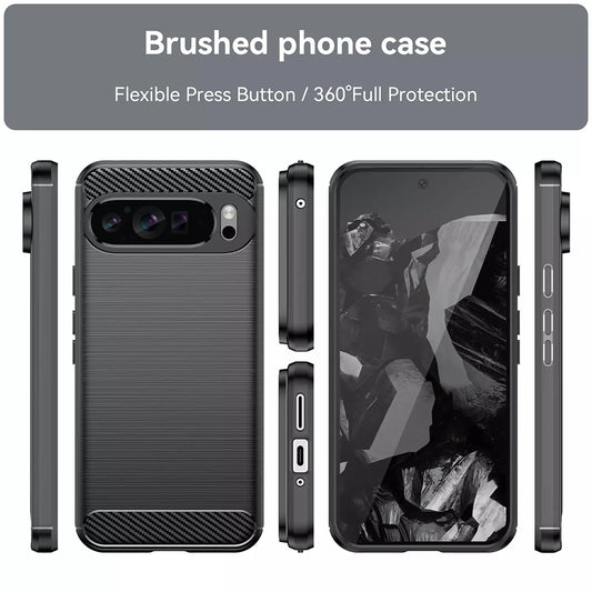 Fodral för Google Pixel 9 Pro XL, Techsuit, Kolfiber, Blå