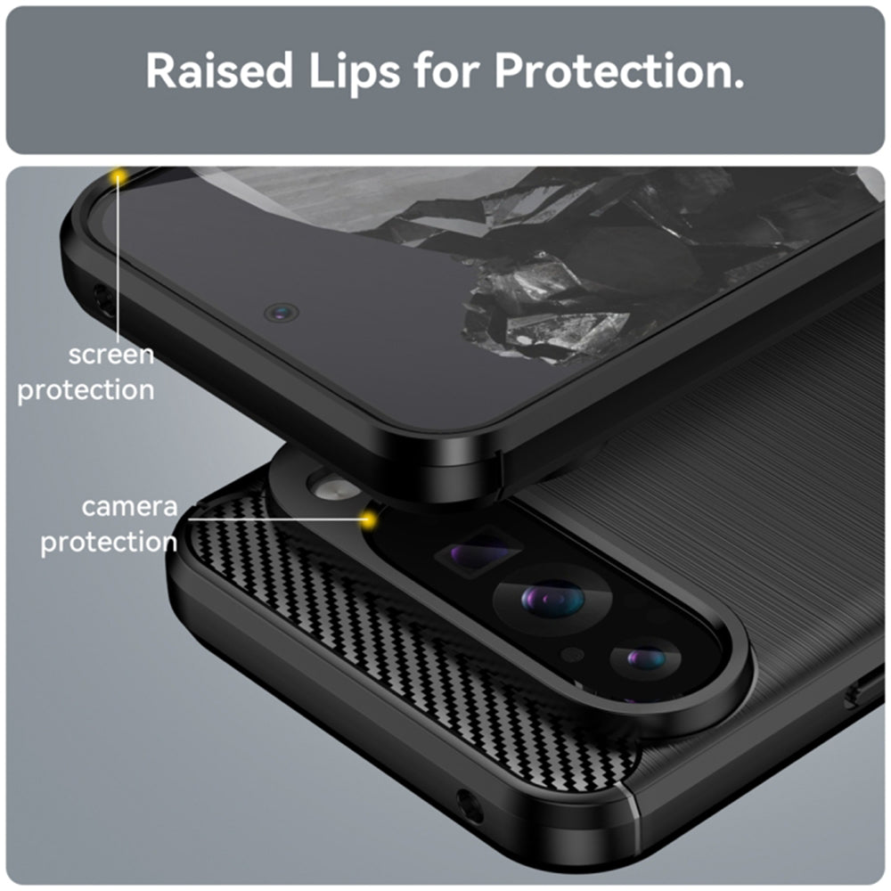 Fodral för Google Pixel 9 Pro XL, Techsuit, Kolfiber, Svart
