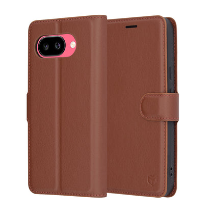 Fodral för Google Pixel 9a, Techsuit, Leather Folio, Brun