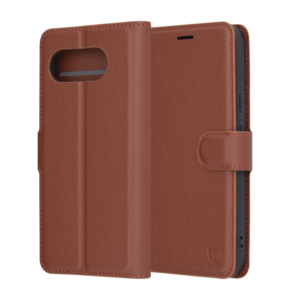 Fodral för Google Pixel 9a, Techsuit, Leather Folio, Brun
