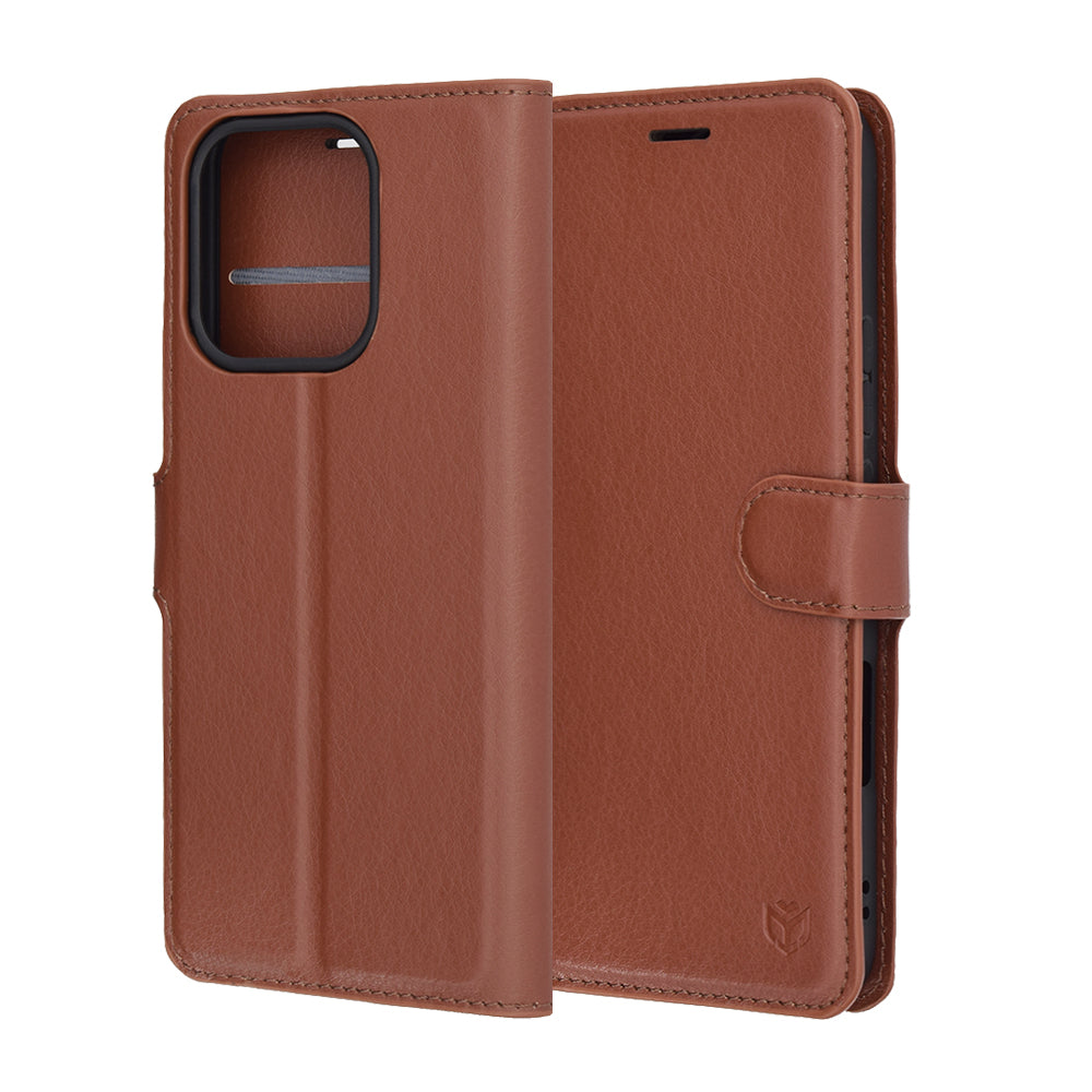 Fodral för Honor 400 Lite, Techsuit, Läderfolio, Brun