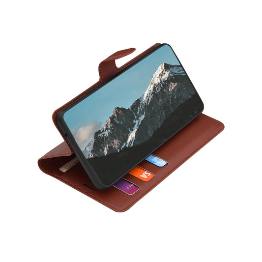 Fodral för Honor 600 Pro / 600, Techsuit, Läderfolio, Brun