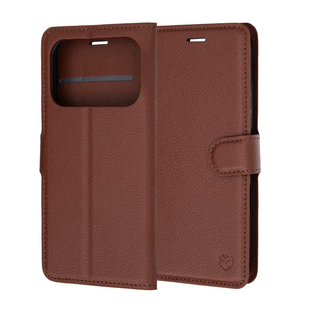 Fodral för Honor 600 Pro / 600, Techsuit, Läderfolio, Brun