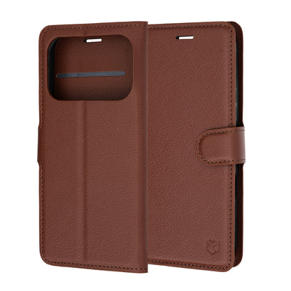 Fodral för Honor 600 Pro / 600, Techsuit, Läderfolio, Brun