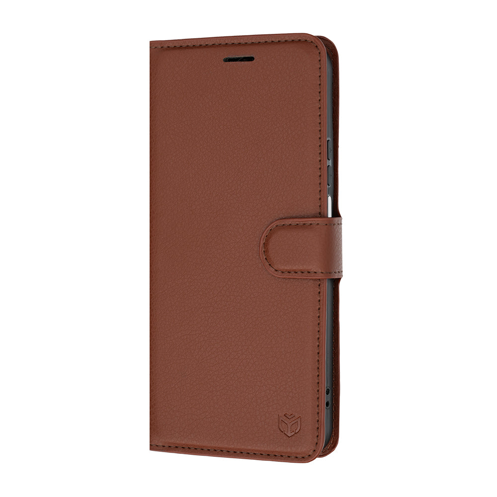 Fodral för Honor 600 Smart, Techsuit, läderfolio, brun