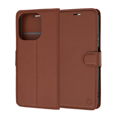 Fodral för Honor 600 Smart, Techsuit, läderfolio, brun