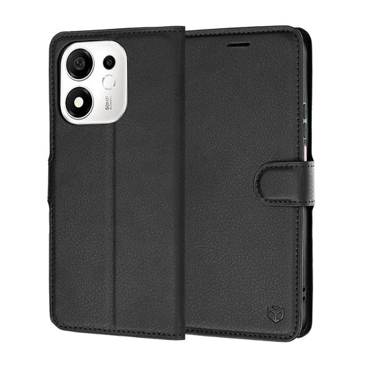 Fodral för Honor 600 Smart, Techsuit, Leather Folio, Svart