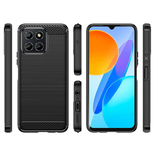 Fodral för Honor 70 Lite / X6 / X8 5G, Techsuit, Kolfiber, Svart