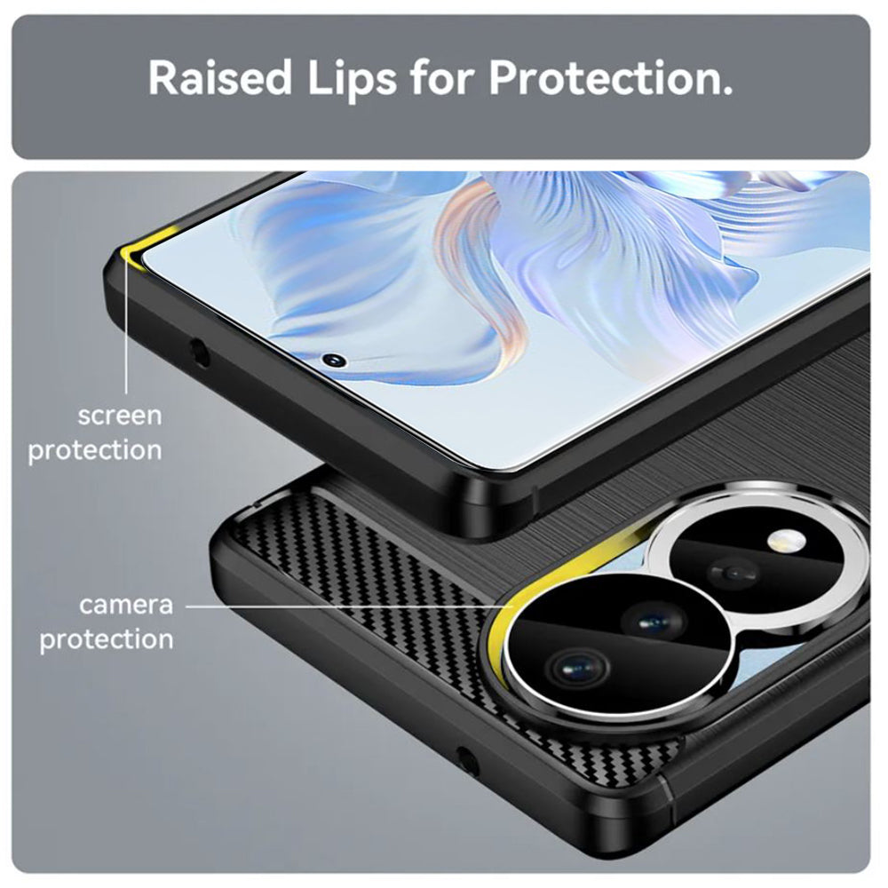 Fodral för Honor 90 / 80, Techsuit, Kolfiber, Svart