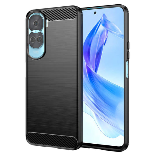 Fodral för Honor 90 Lite, Techsuit, Kolfiber, Svart