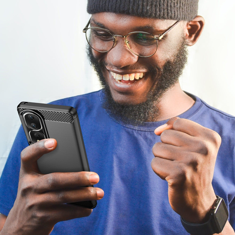 Skyddsfodral för Honor 90 Pro / 80 Pro, Techsuit, Kolfiber, Svart