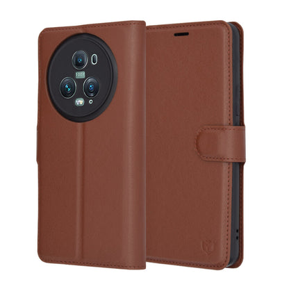 Fodral för Honor Magic5 Pro, Techsuit, Läderfolio, Brun