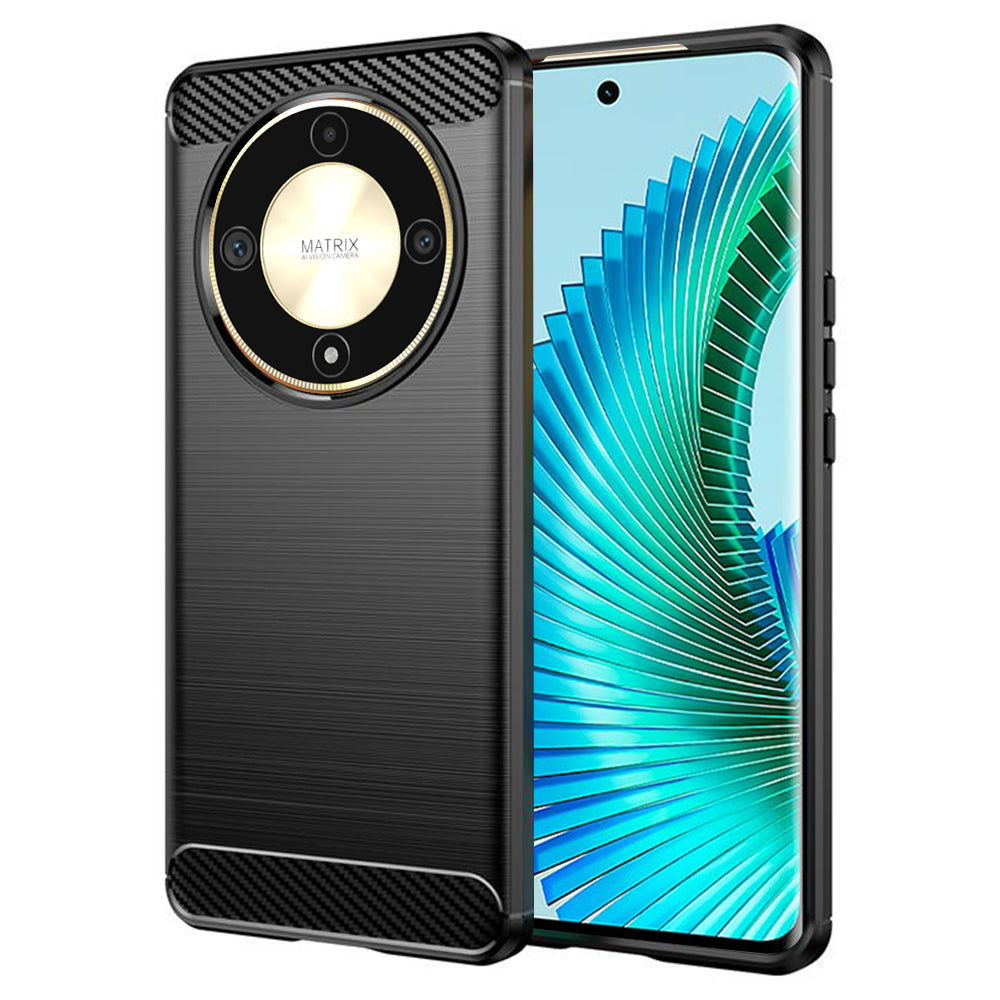Fodral för Honor Magic6 Lite, Techsuit, Kolfiber, Svart