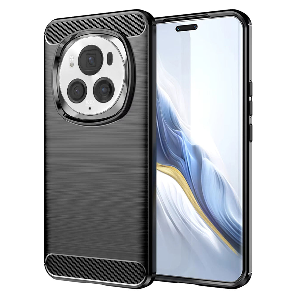 Fodral för Honor Magic6 Pro, Techsuit, Kolfiber, Svart