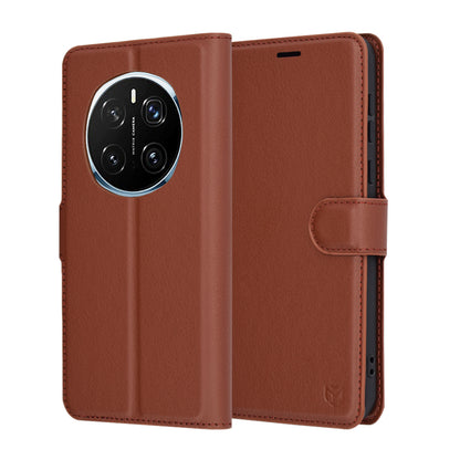 Fodral för Honor Magic7 Pro, Techsuit, Läderfolio, Brun
