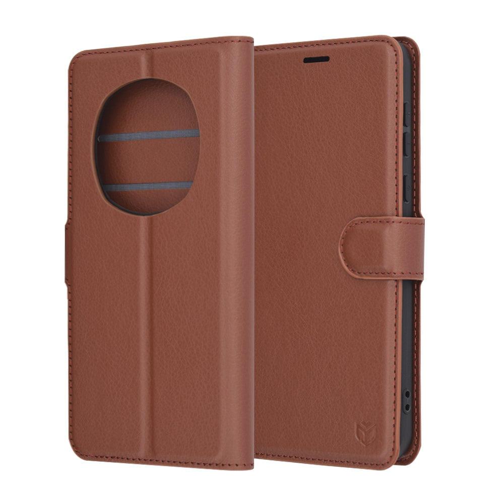 Fodral för Honor Magic7 Pro, Techsuit, Läderfolio, Brun