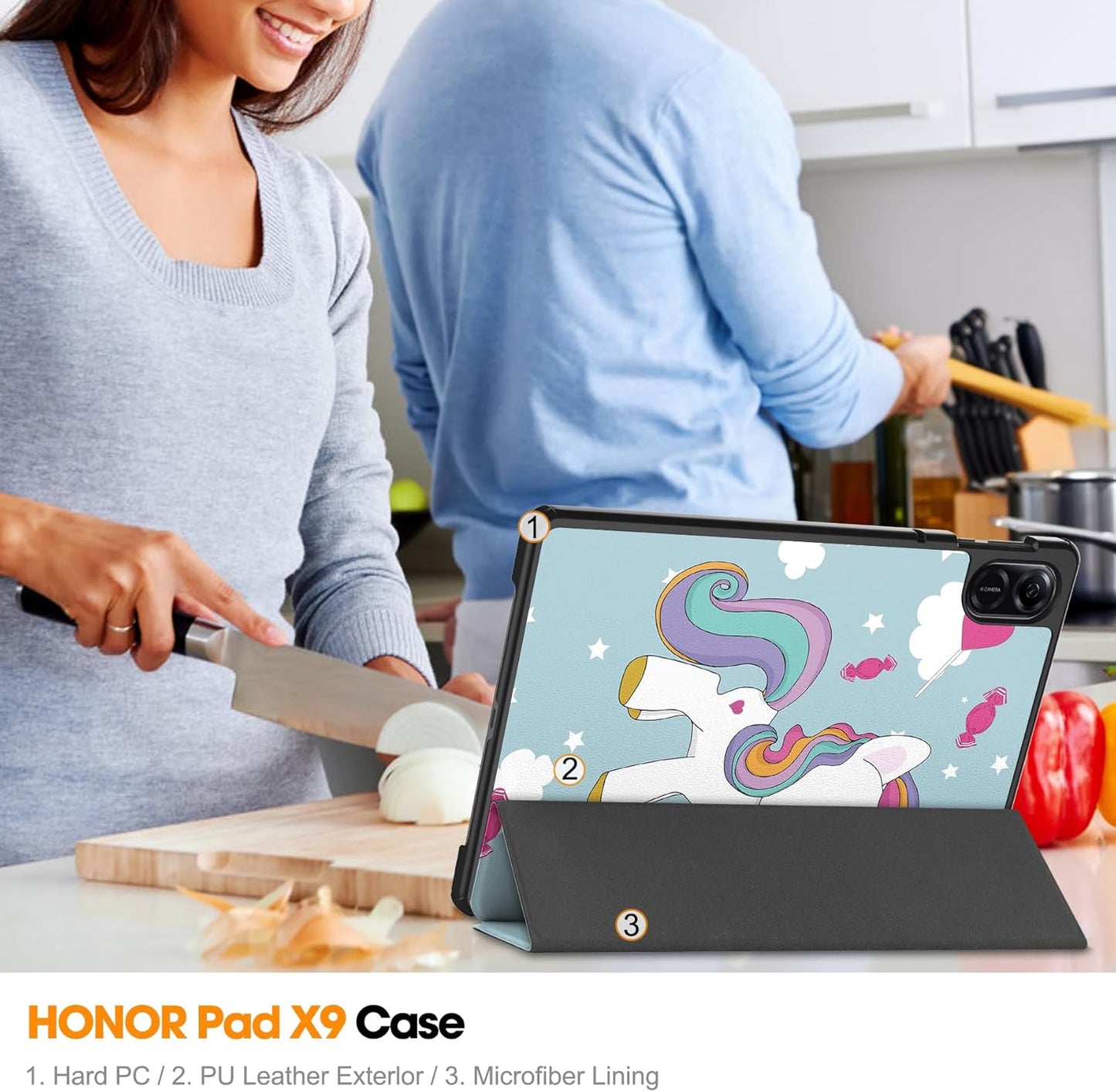 Fodral för Honor Pad X8a, Techsuit, FoldPro Unicorn, Flerfärgad