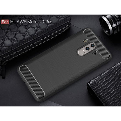 Fodral för Huawei Mate 10 Pro, Techsuit, Kolfiber, Svart