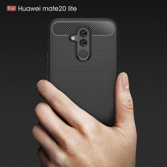 Fodral för Huawei Mate 20 Lite, Techsuit, Kolfiber, Svart