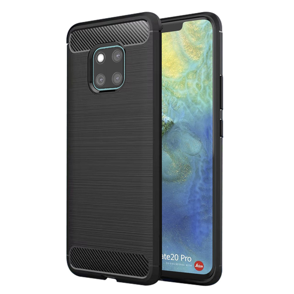 Fodral för Huawei Mate 20 Pro, Techsuit, Kolfiber, Svart