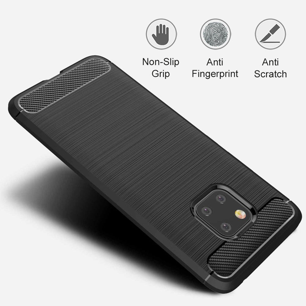 Fodral för Huawei Mate 20 Pro, Techsuit, Kolfiber, Svart