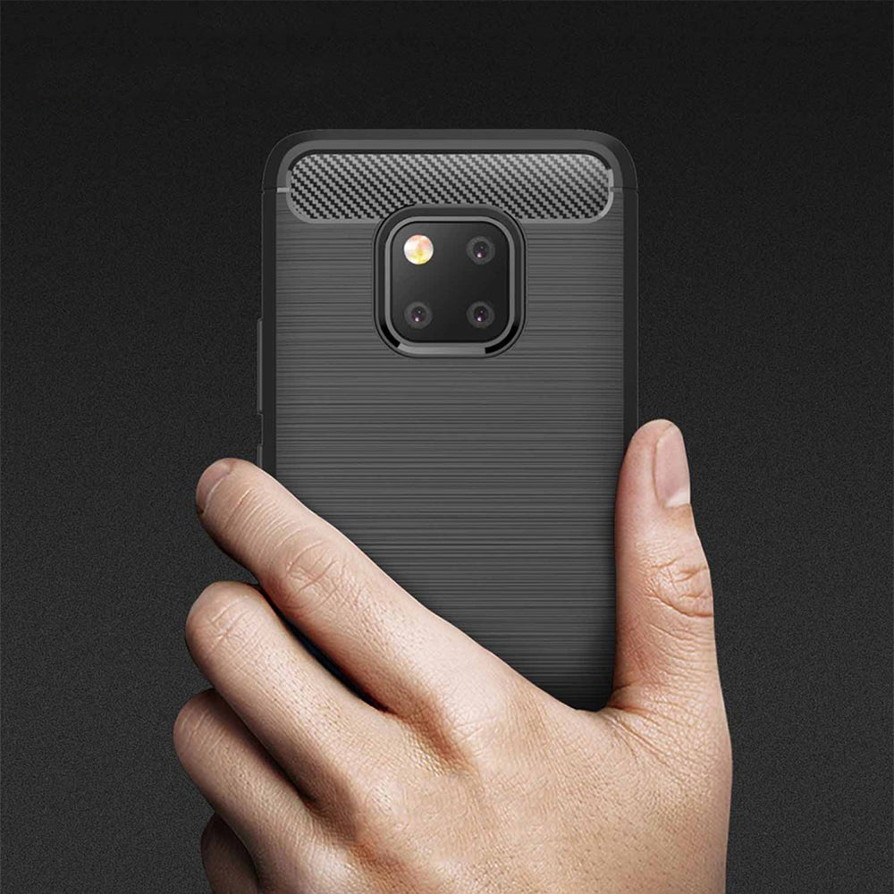 Fodral för Huawei Mate 20 Pro, Techsuit, Kolfiber, Svart
