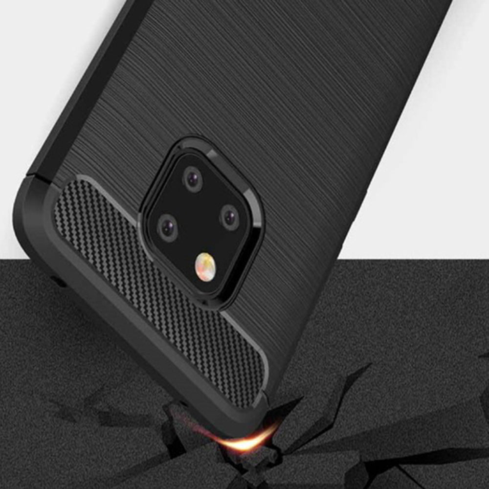 Fodral för Huawei Mate 20 Pro, Techsuit, Kolfiber, Svart