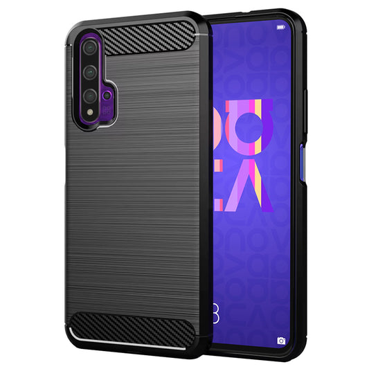 Fodral för Huawei nova 5T / Honor 20, Techsuit, Kolfiber, Svart