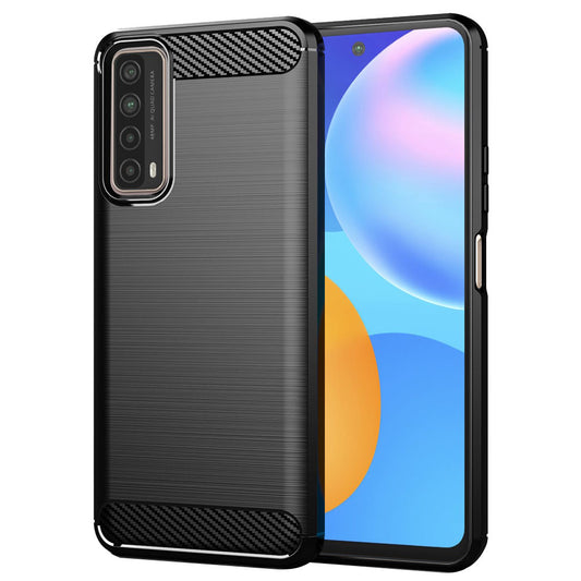 Fodral för Huawei P smart 2021, Techsuit, Kolfiber, Svart