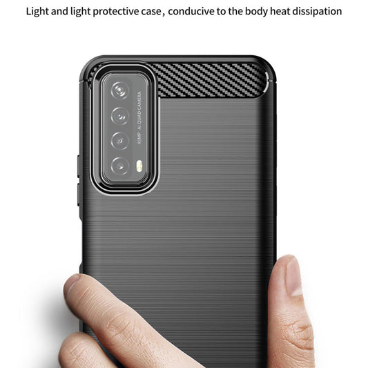 Fodral för Huawei P smart 2021, Techsuit, Kolfiber, Svart