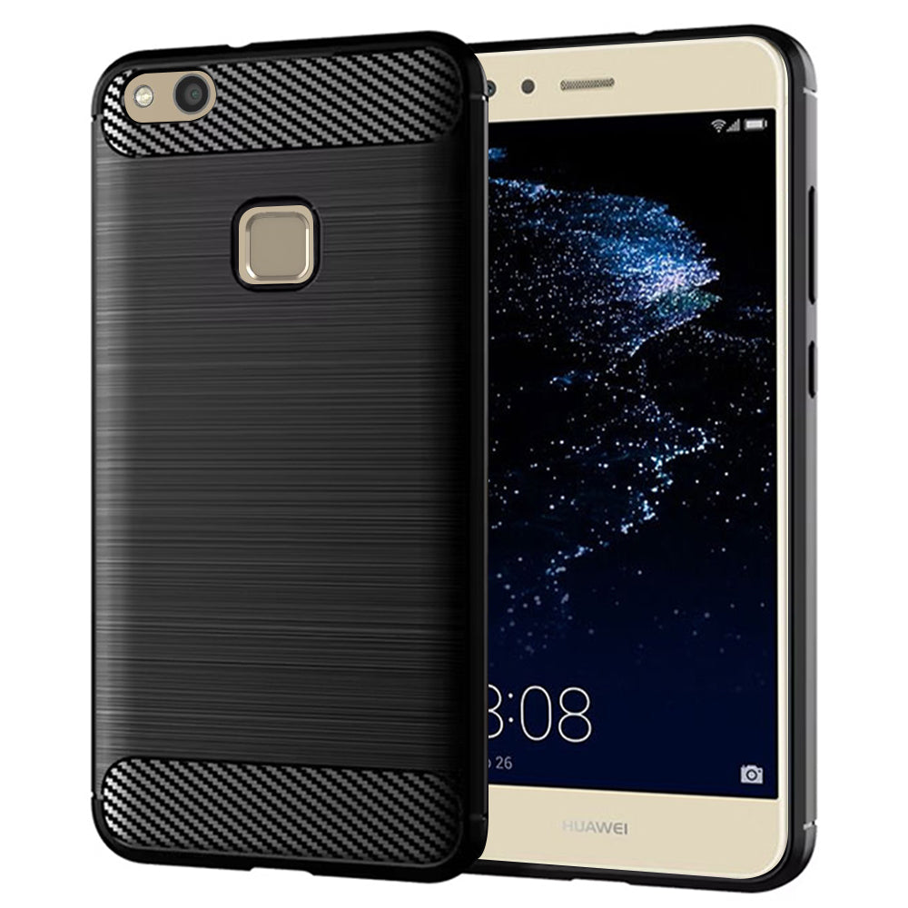 Fodral för Huawei P10 Lite, Techsuit, Kolfiber, Svart