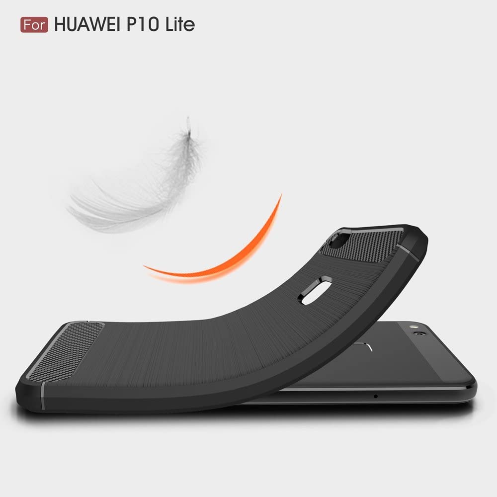 Fodral för Huawei P10 Lite, Techsuit, Kolfiber, Svart