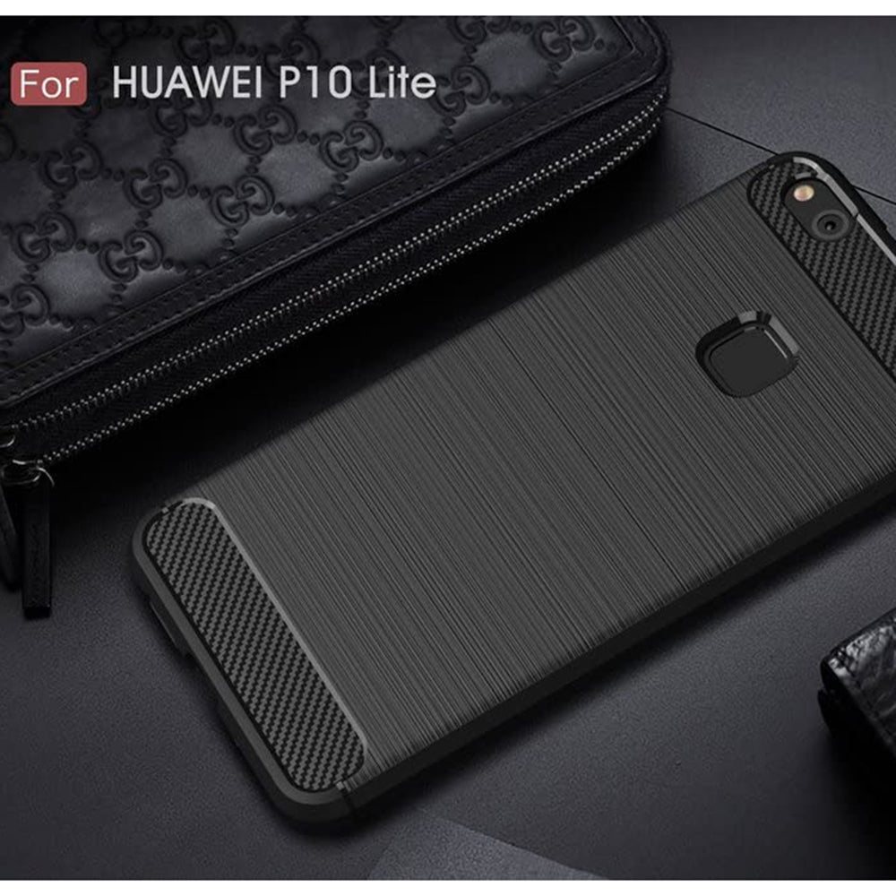 Fodral för Huawei P10 Lite, Techsuit, Kolfiber, Svart