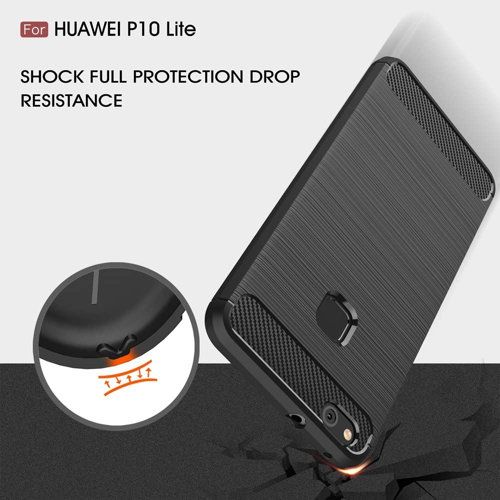 Fodral för Huawei P10 Lite, Techsuit, Kolfiber, Svart