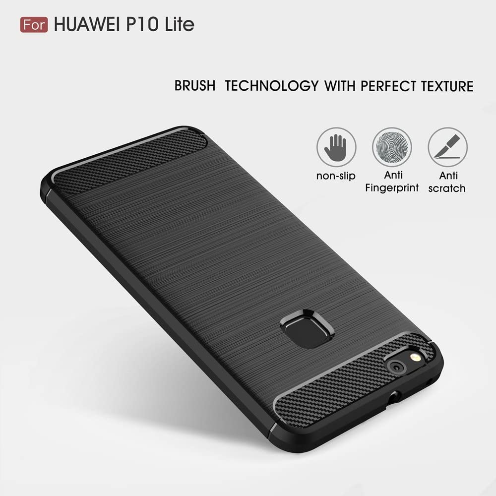 Fodral för Huawei P10 Lite, Techsuit, Kolfiber, Svart