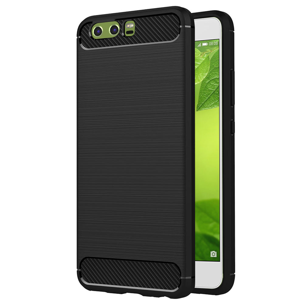 Fodral för Huawei P10, Techsuit, Kolfiber, Svart
