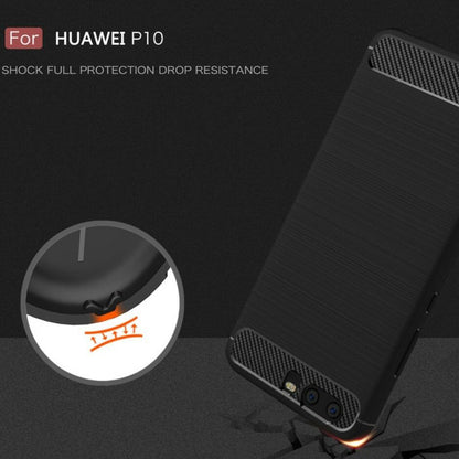 Fodral för Huawei P10, Techsuit, Kolfiber, Svart