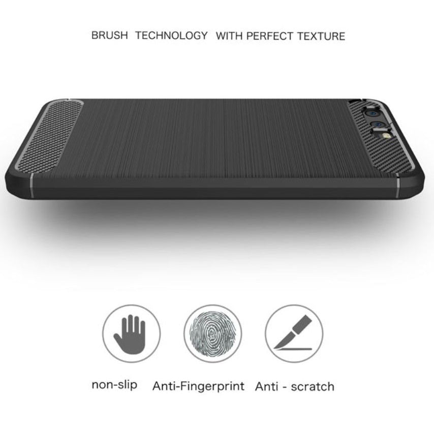 Fodral för Huawei P10, Techsuit, Kolfiber, Svart